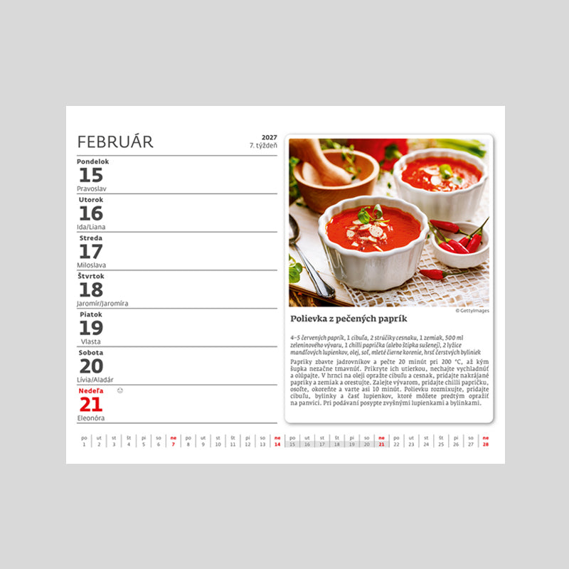 Lacne recepty table calendar SK 2027