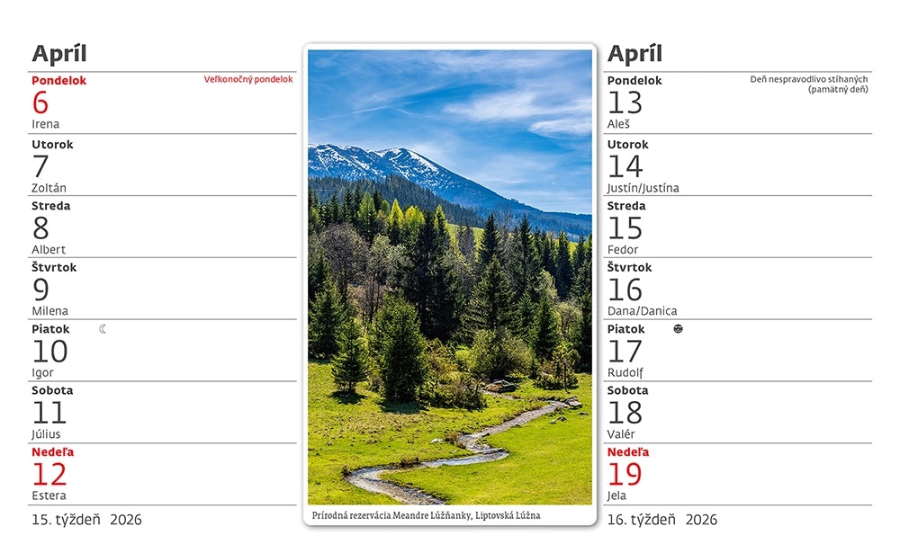 Slovensko table calendar SK