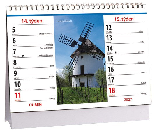 Ceska Republika 2027 table calendar (stolni kalendar CZ)