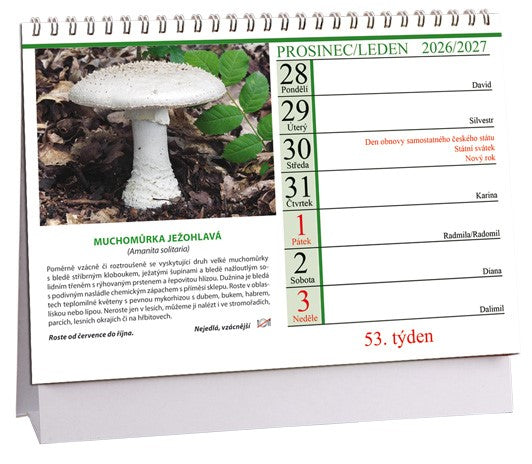 Houby 2027 table calendar (stolni kalendar CZ)
