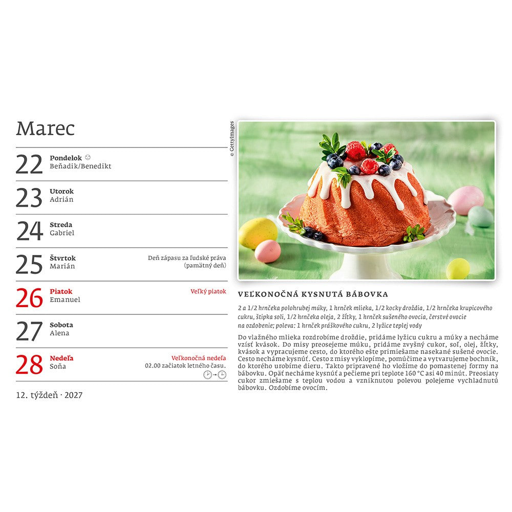 Hrncekova kucharka table calendar SK 2027