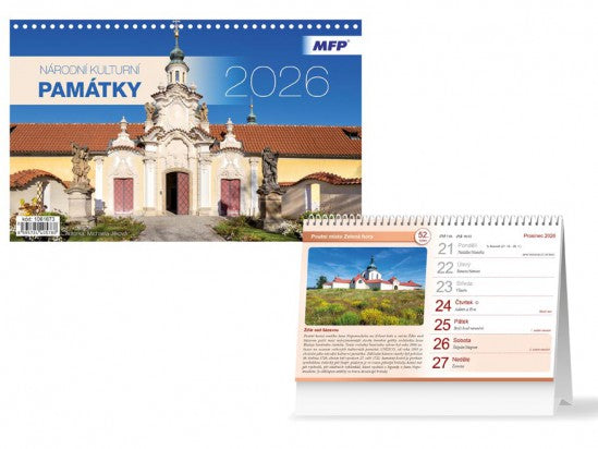 Narodni kulturni pamatky 2026 table calendar (stolni kalendar CZ)