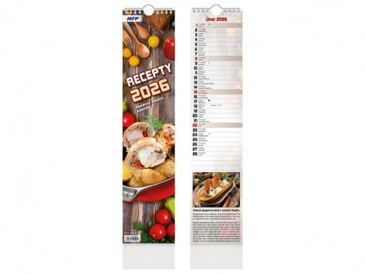 Recepty 2026 wall monthly calendar