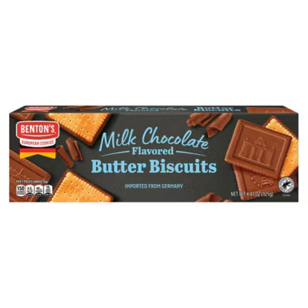 Milk chocolate coated butter biscuits