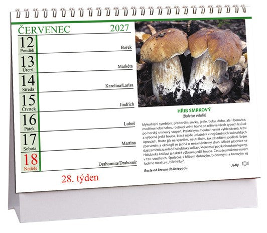 Houby 2027 table calendar (stolni kalendar CZ)