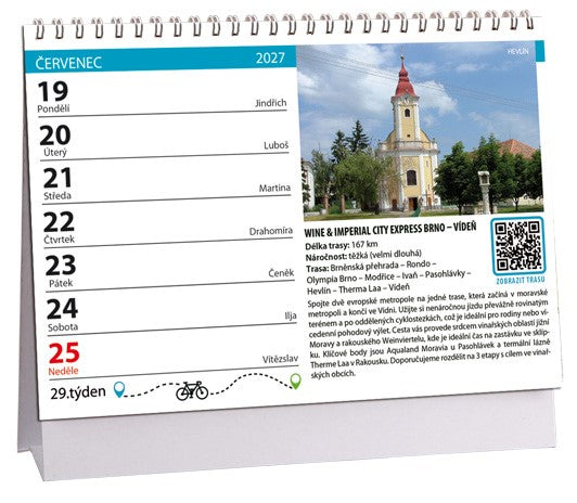 Tipy na Cyklovylety 2027 table calendar (stolni kalendar CZ)