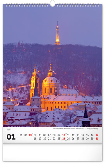Praha Wall Calendar 2027 33 x 46 cm