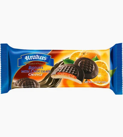 Biscuit with orange jelly and chocolate Krakus