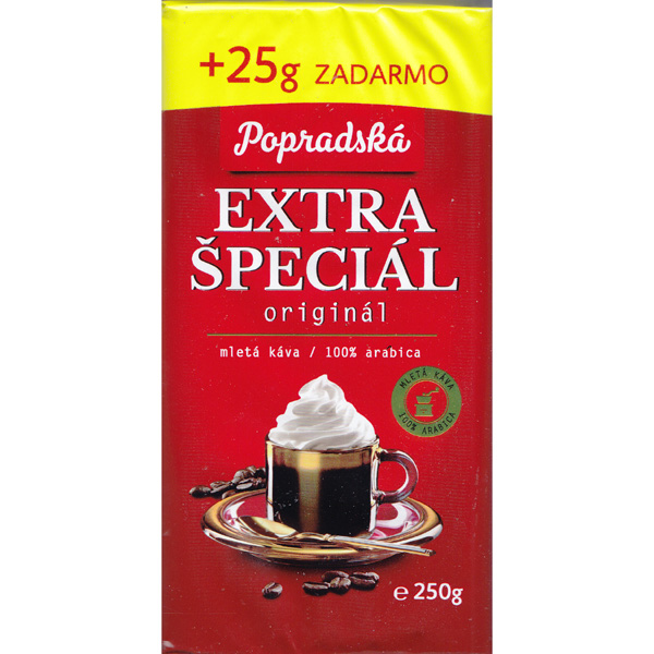 Coffee Popradska extra special 250g vacuum packaging